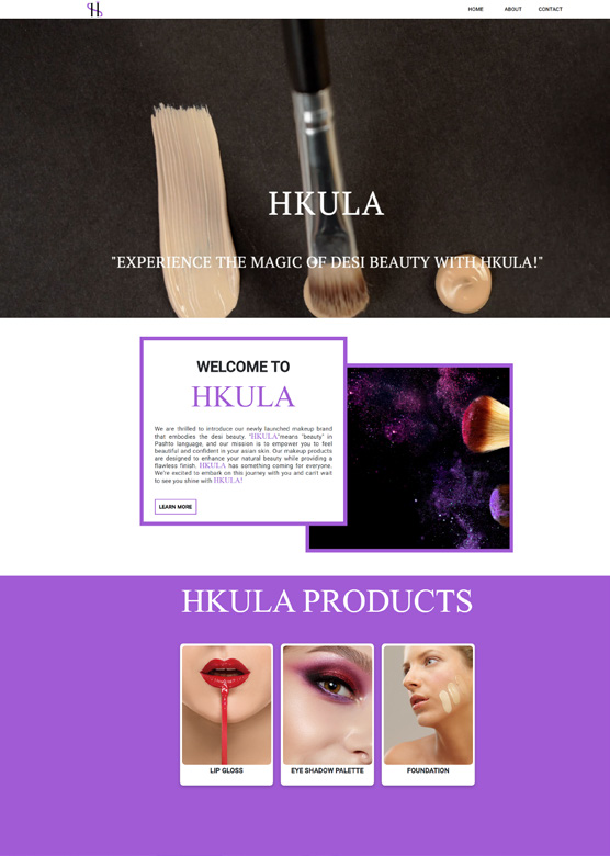 HKula Cosmetics website front page