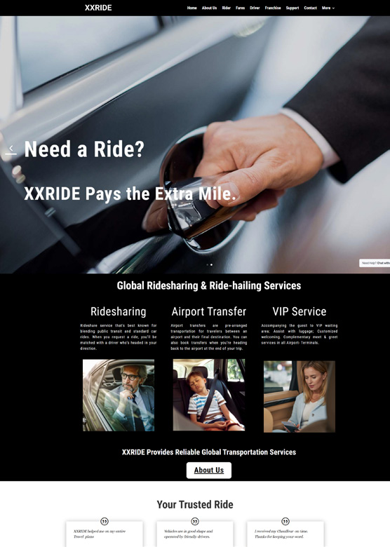 XXRide website front page